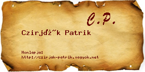 Czirják Patrik névjegykártya